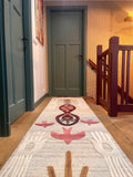 Handknotted wool runner Gaia, merlot, 70x530cm