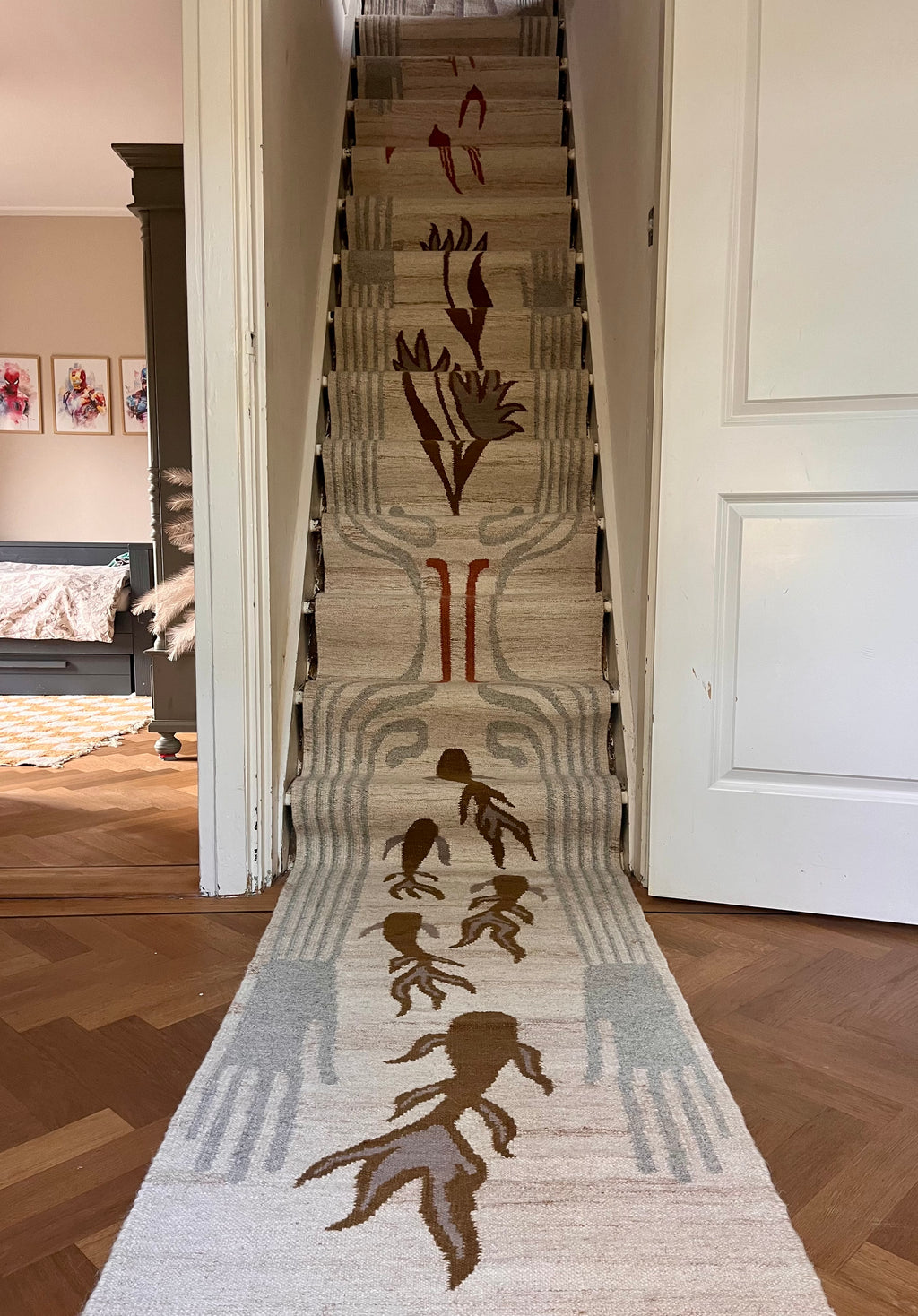 Flatweave wool Stairrunner, light, 60x700cm