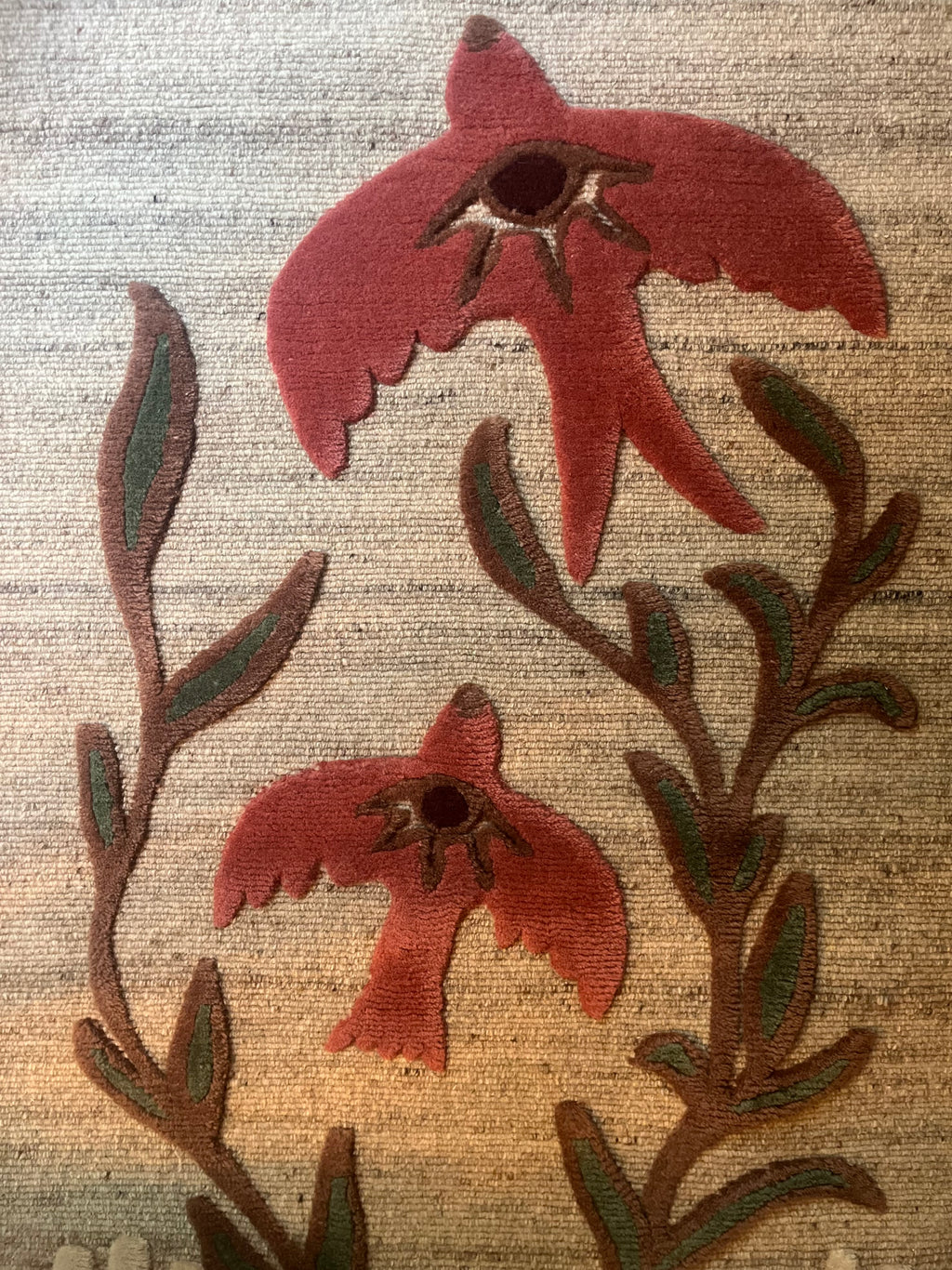 Handknotted wool runner Gaia, merlot, 70x530cm