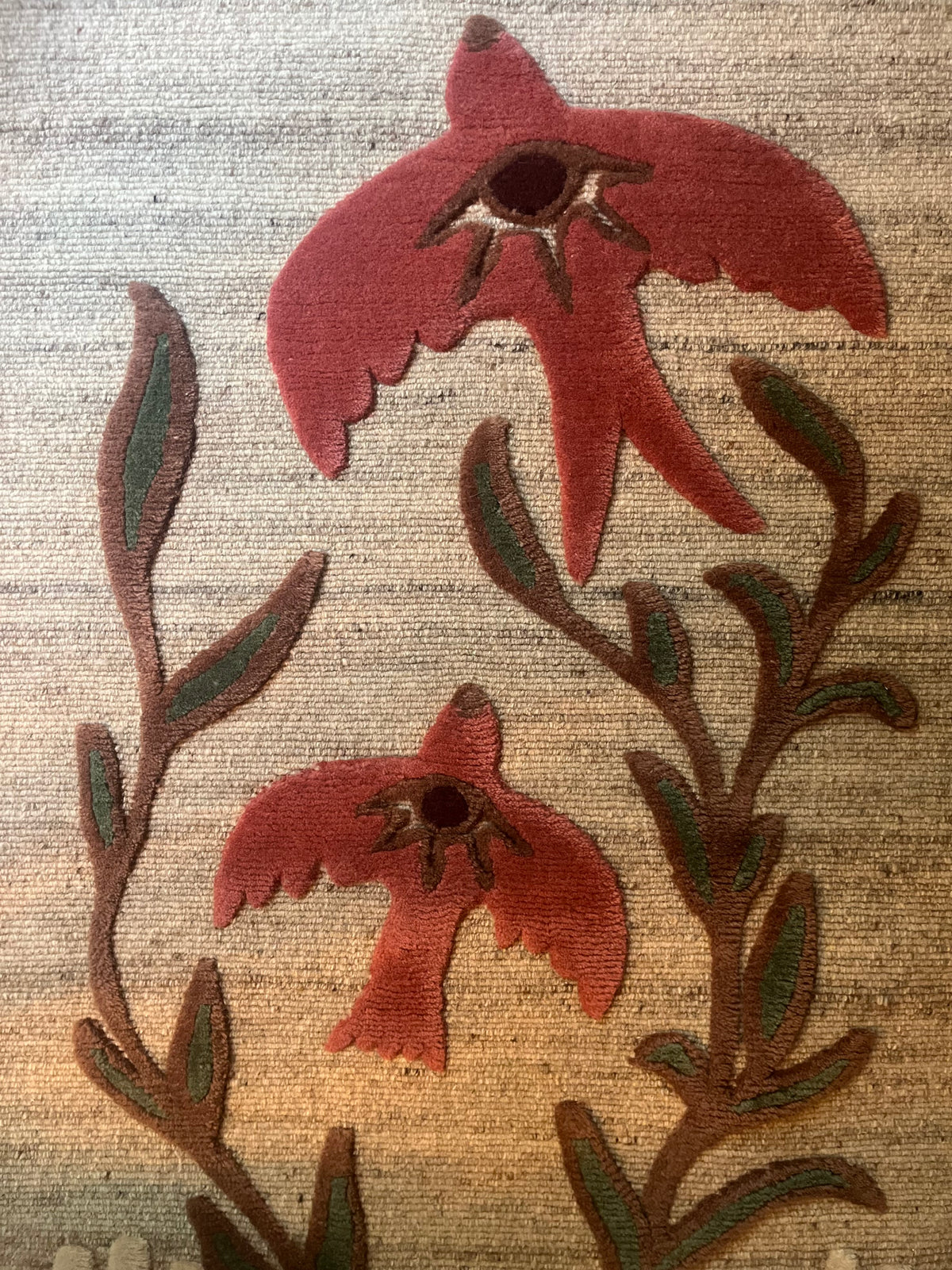 Handknotted wool runner Gaia, merlot, 70x530cm