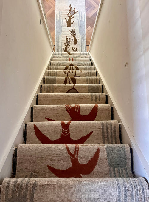 Flatweave wool Stairrunner, light, 60x700cm