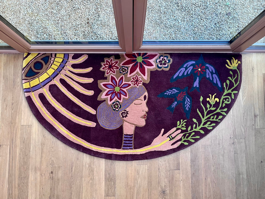 Handtufted wool doormat, beautiful sunshine, 192x90cm
