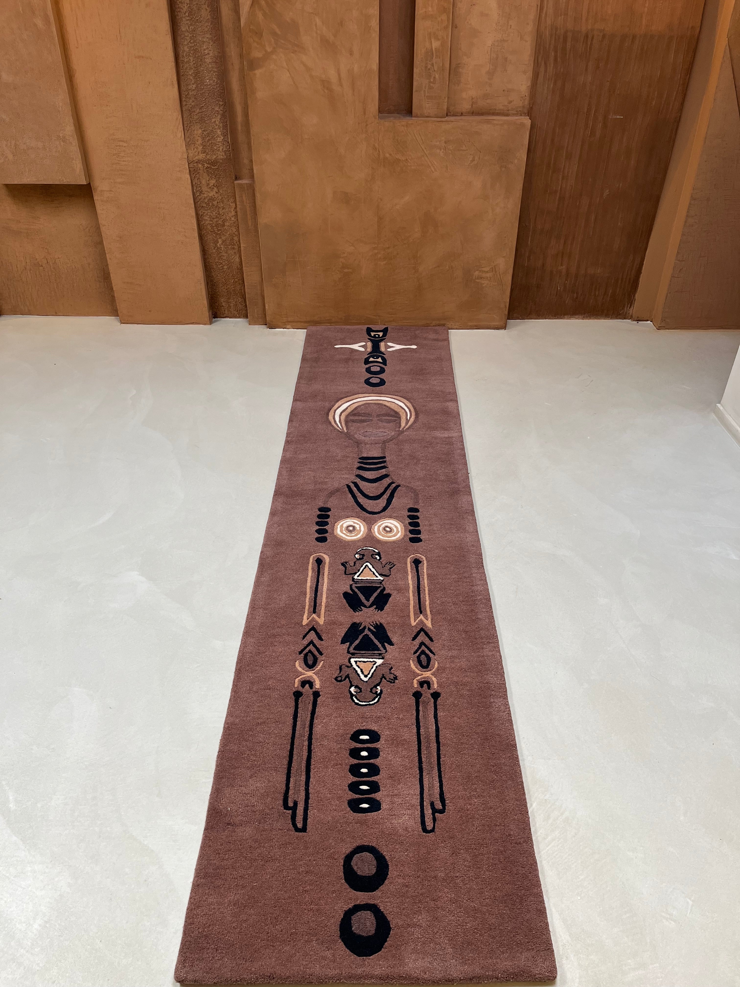 Handtufted Guardian frog runner 70x300cm Brown