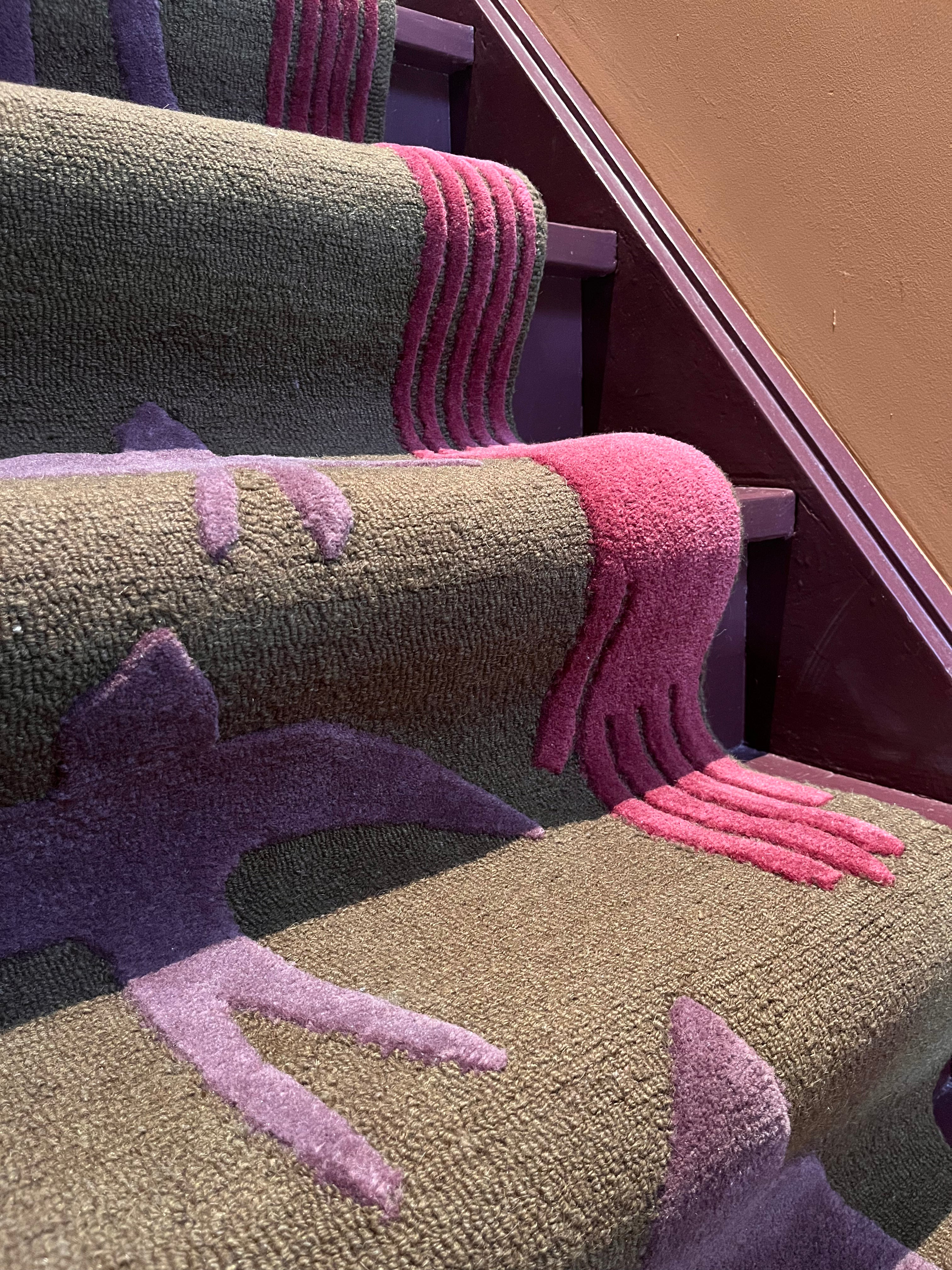 Olive green handtufted stairrunner 60x700cm