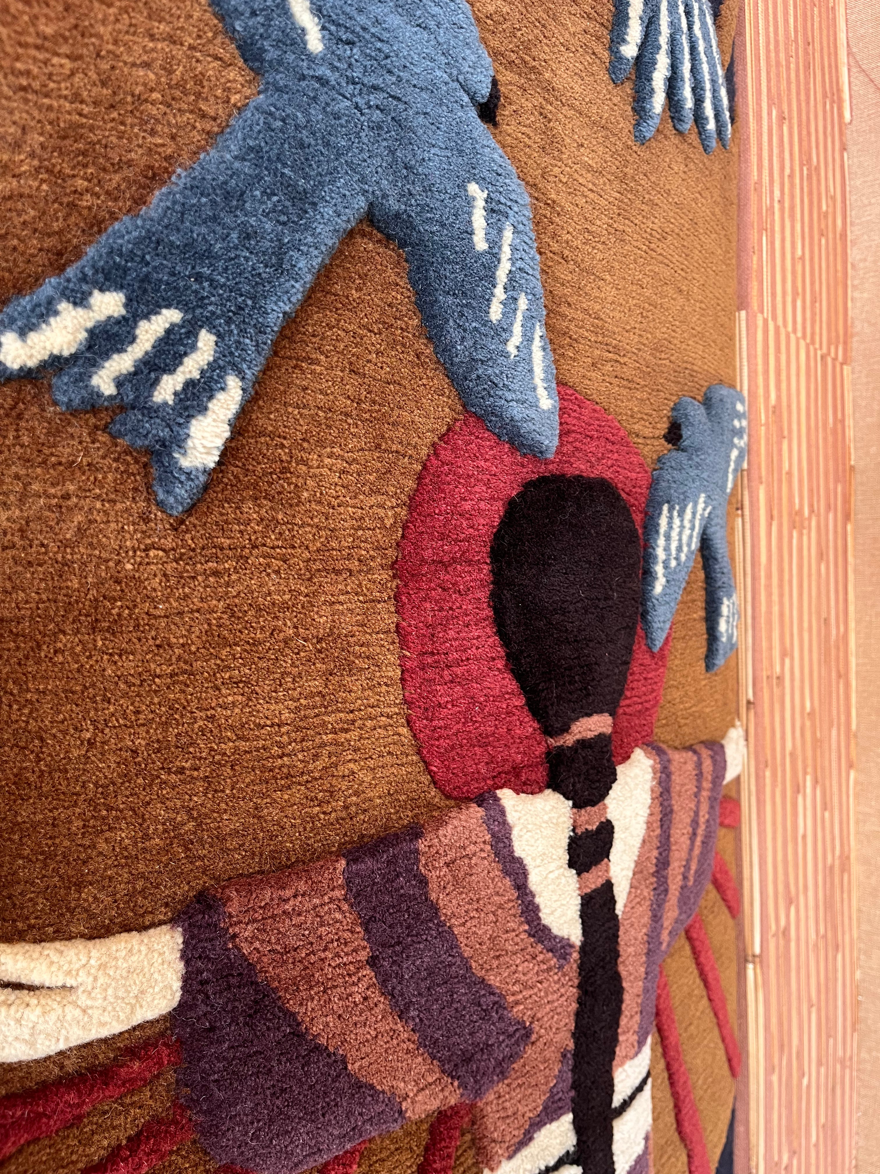 Handknotted wall runner, 65x210cm vintage