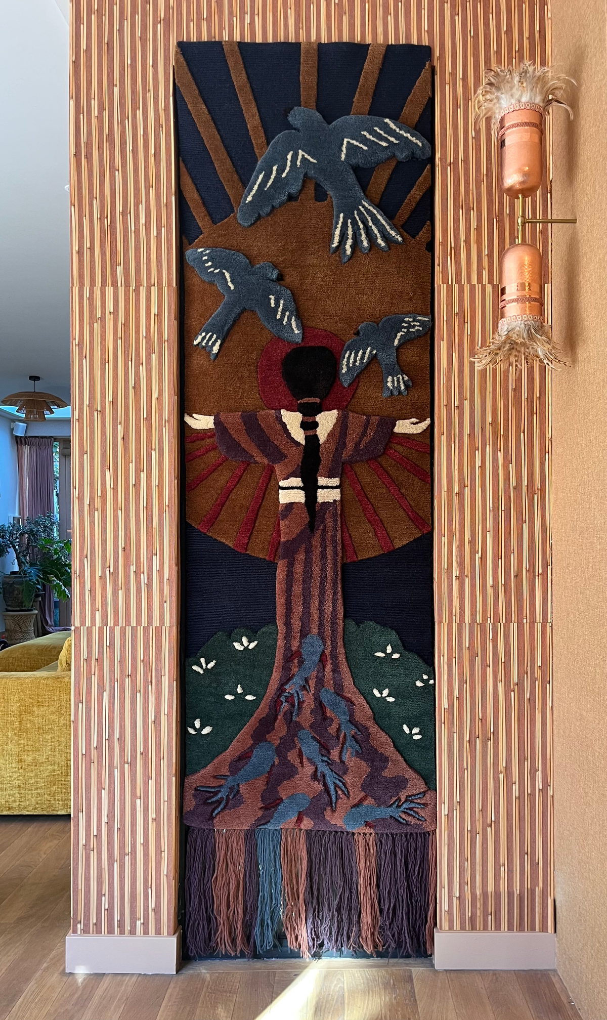Handknotted wall runner, 65x210cm vintage