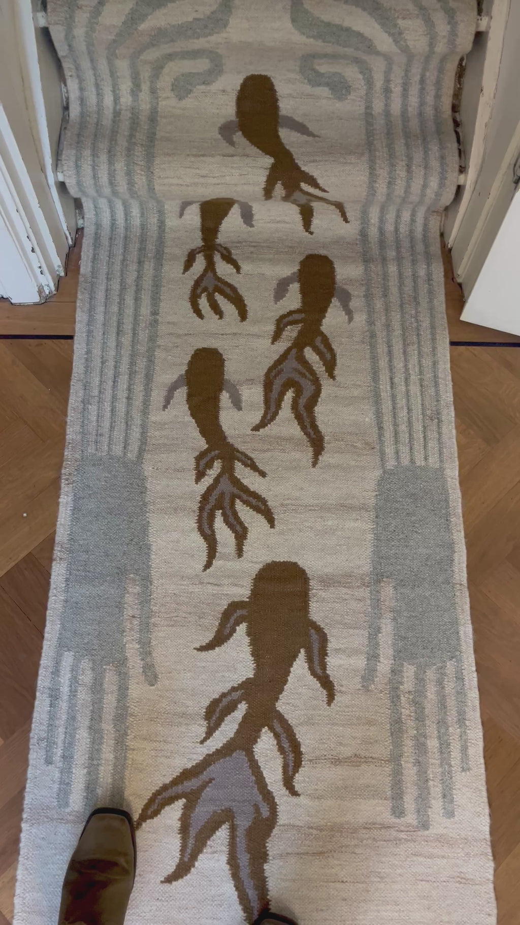 Flatweave wool Stairrunner, light, 60x700cm