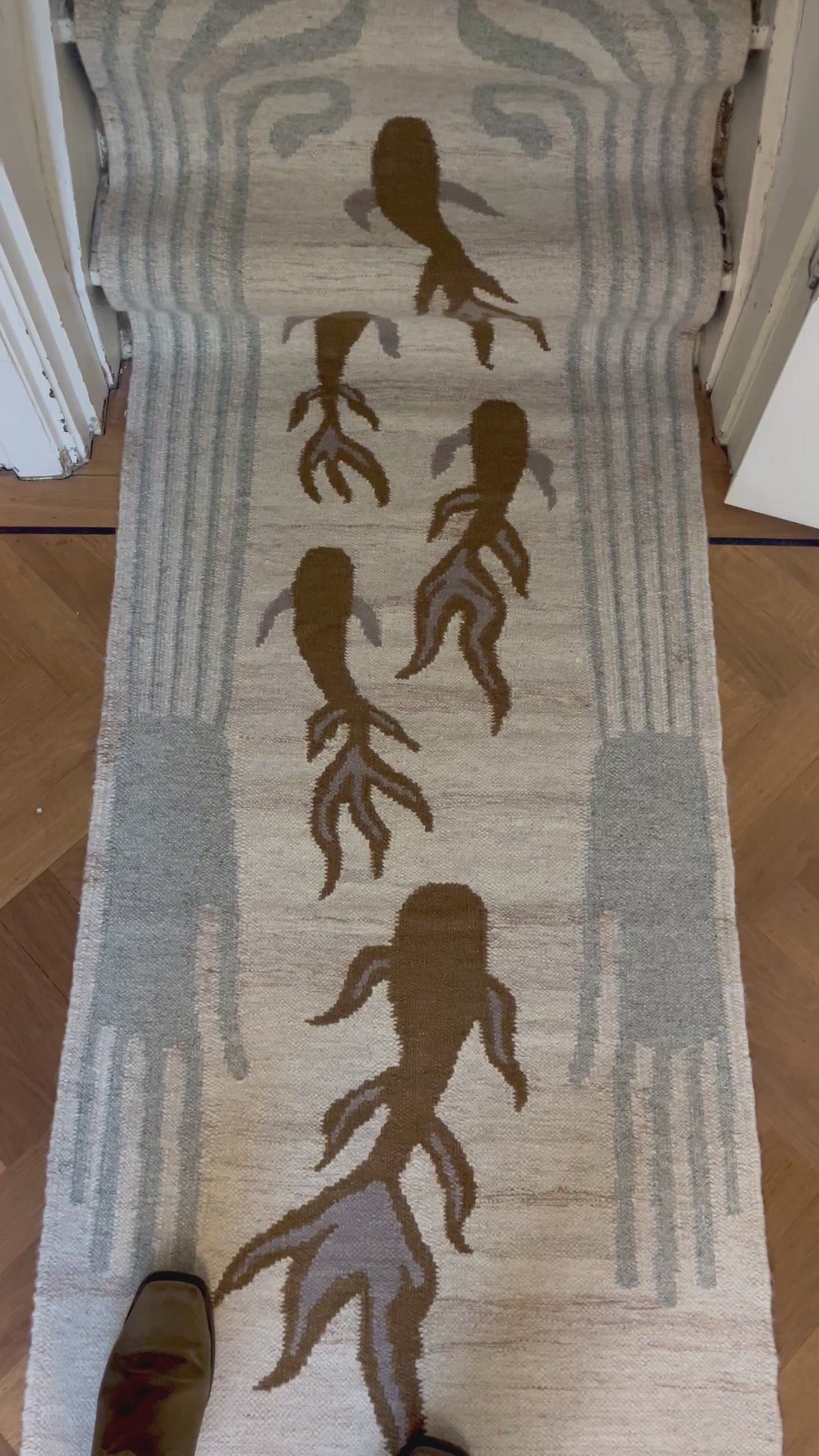 Flatweave wool Stairrunner, light, 60x700cm